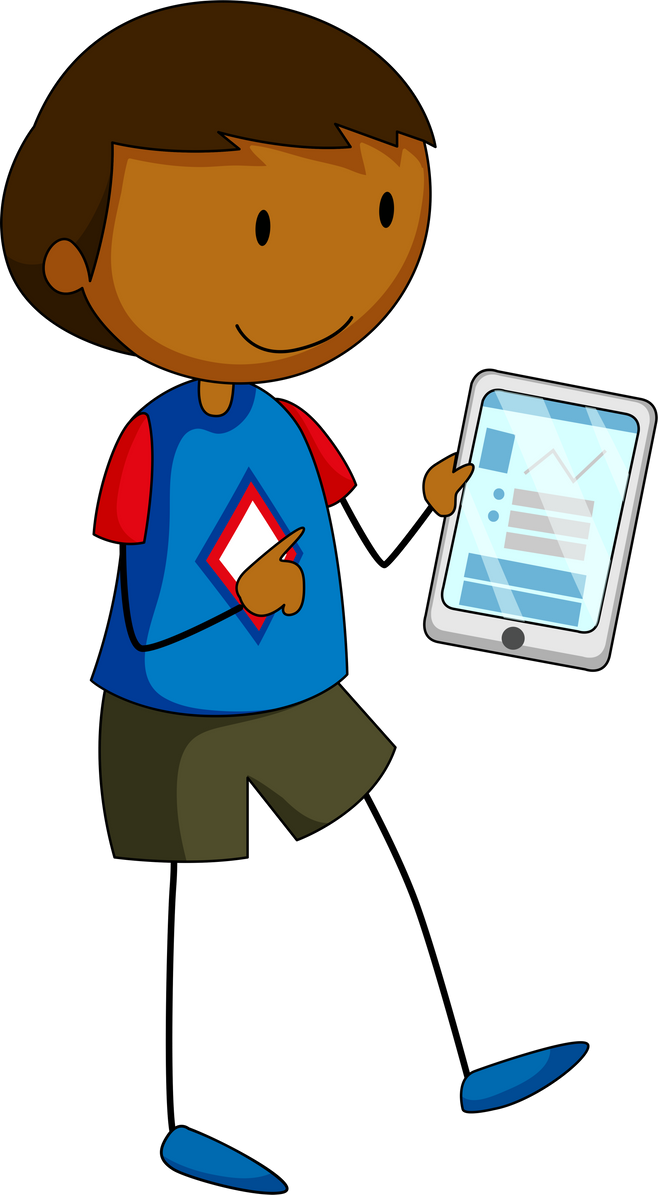 Boy Holding a Tablet Illustration