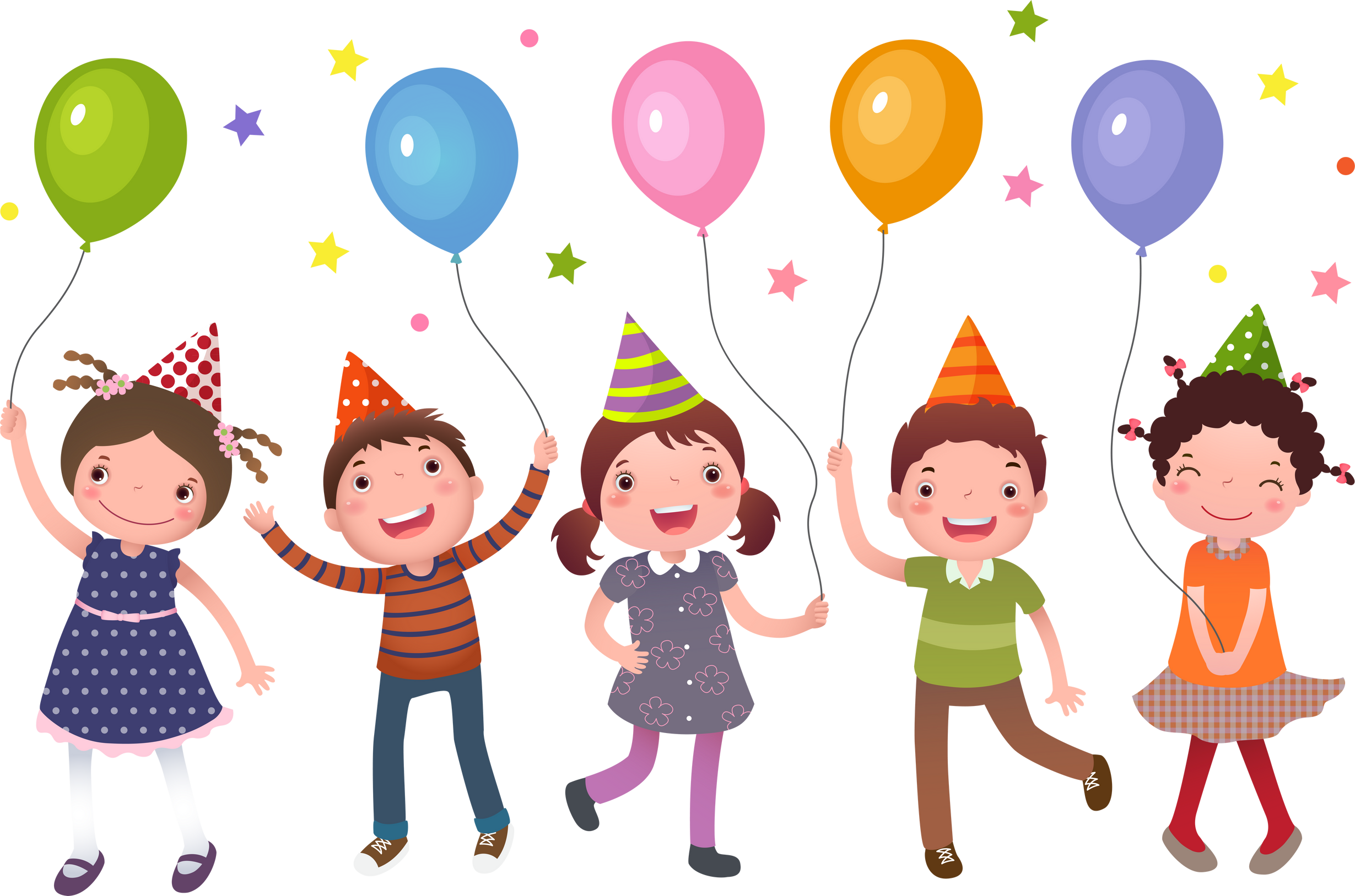 Kids; holding; colorful; balloons; party; cartoon; children;